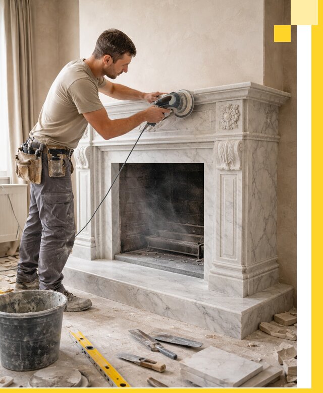 Изготовление и установка мраморных каминов в Сафонове под ключ