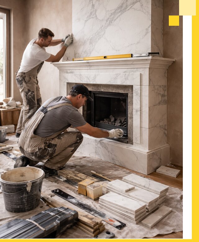 Отделка каминов в Сафонове качественные облицовочные работы