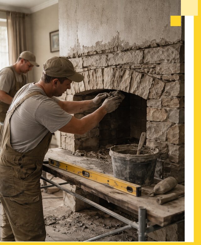 Изготовление каминов под ключ в Сафонове, монтаж и отделка