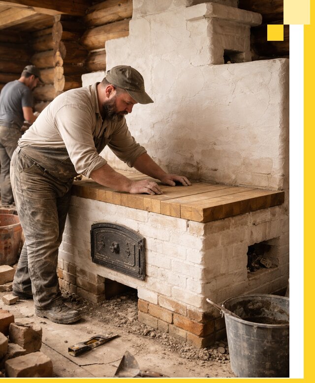 Проектирование и установка русской печи с лежанкой в Сафонове