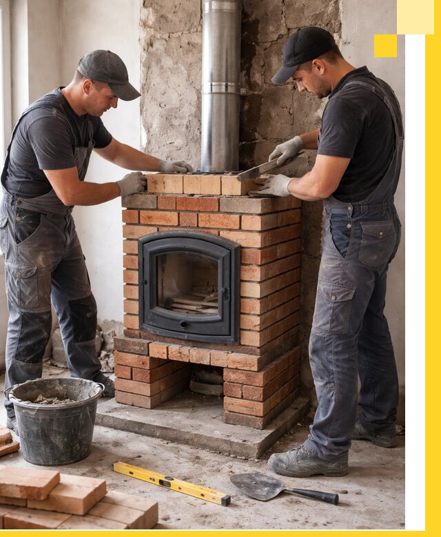 Монтаж печи камина под ключ в Сафонове с гарантией и пусконаладкой