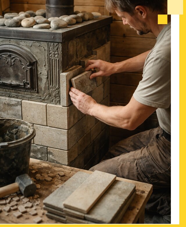 Облицовка банных печей в Сафонове профессиональная отделка