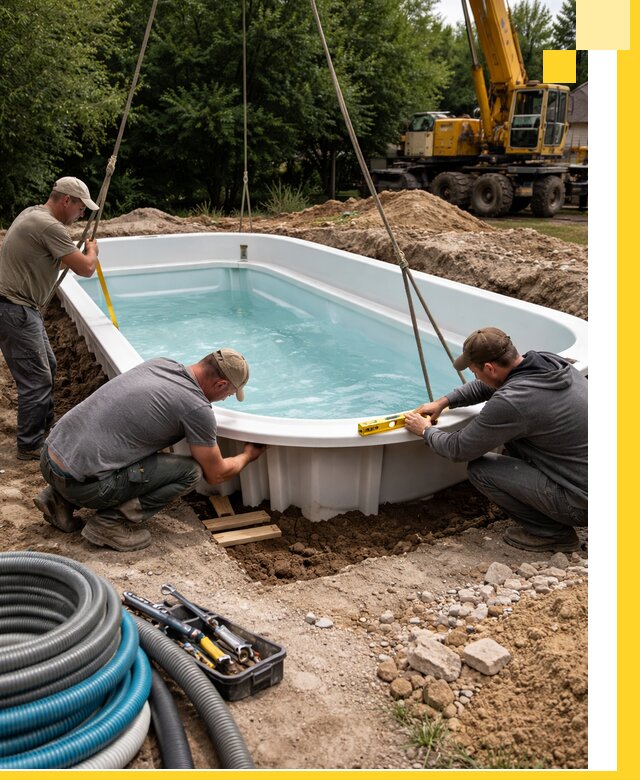 Установка и монтаж композитных бассейнов под ключ в Сафонове