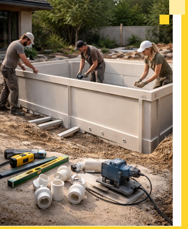 Установка полипропиленовых бассейнов под ключ в Сафонове