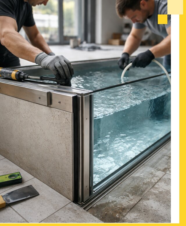 Проектирование и монтаж стеклянных бассейнов в Сафонове