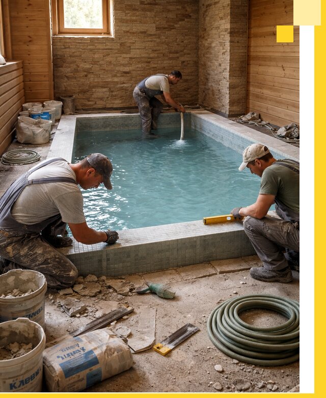 Проектирование и строительство бассейнов для бани в Сафонове