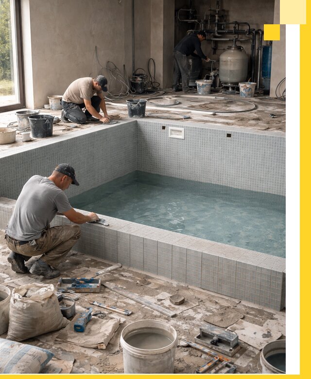 Строительство и монтаж бассейнов в помещении в Сафонове