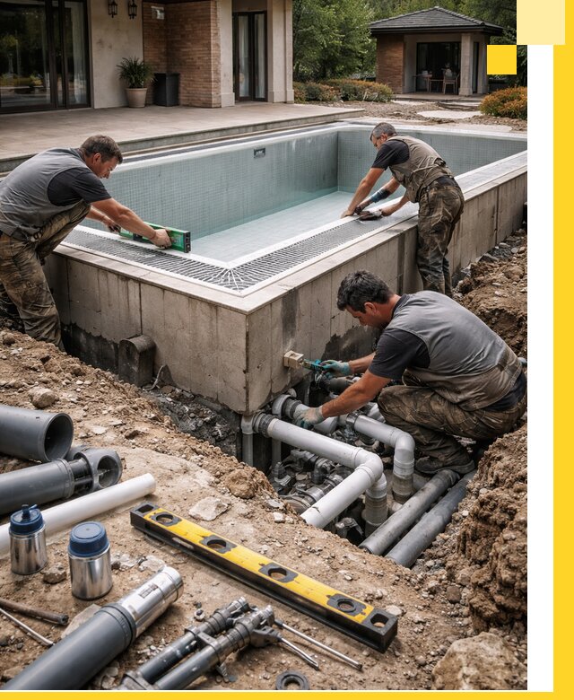 Строительство переливных бассейнов в Сафонове под ключ