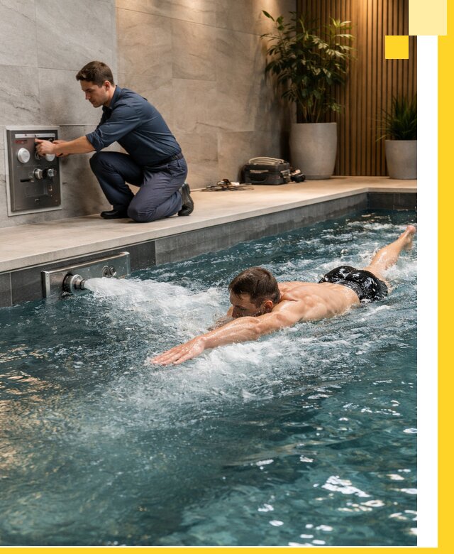 Проектирование и монтаж бассейнов с противотоком в Сафонове