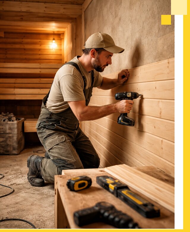 Профессиональная внутренняя отделка бани в Сафонове под ключ