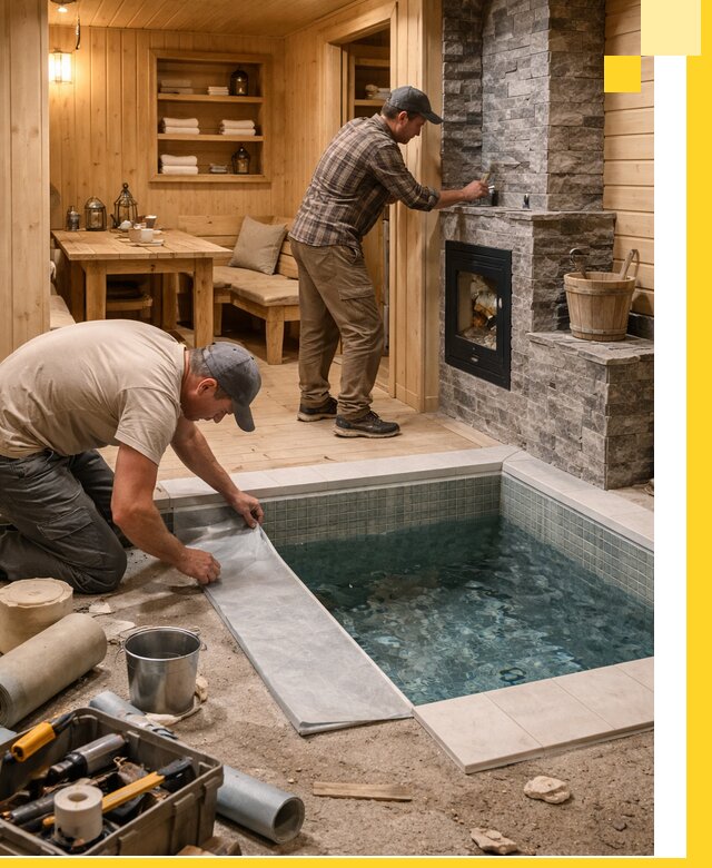 Строительство бань с комнатой отдыха под ключ в Сафонове