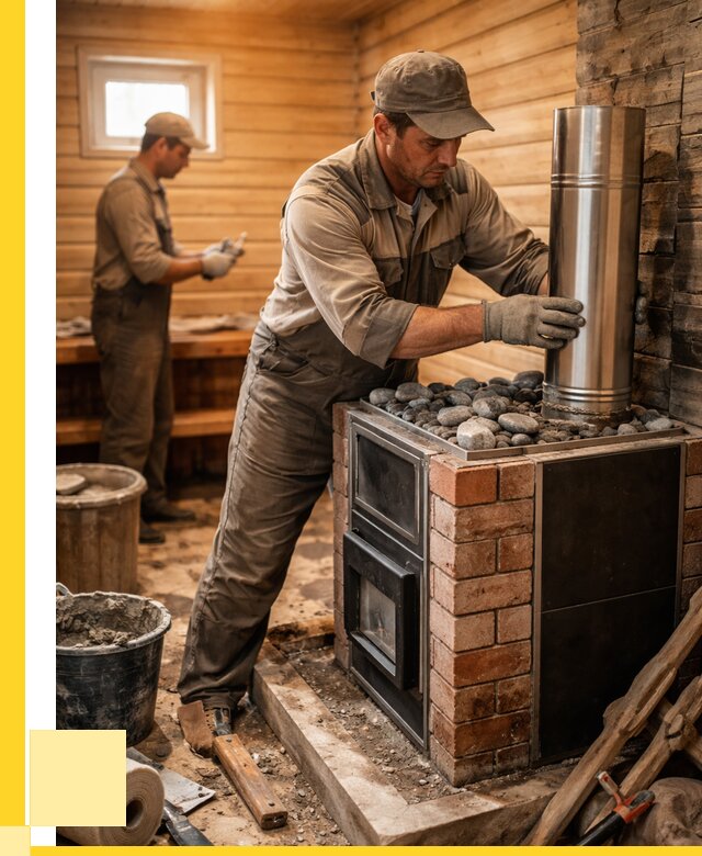 Монтаж печи в бане под ключ в Сафонове от 20496 р. | ЭриданСфн