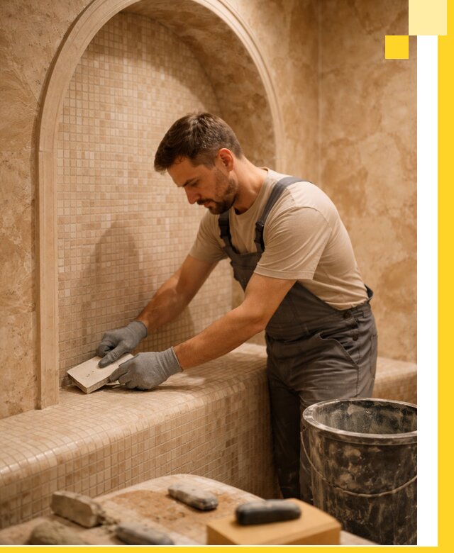 Профессиональная отделка хамамов с мозаикой под ключ в Сафонове