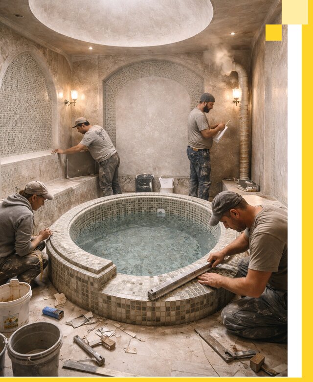 Профессиональное строительство хамама с бассейном в Сафонове под ключ