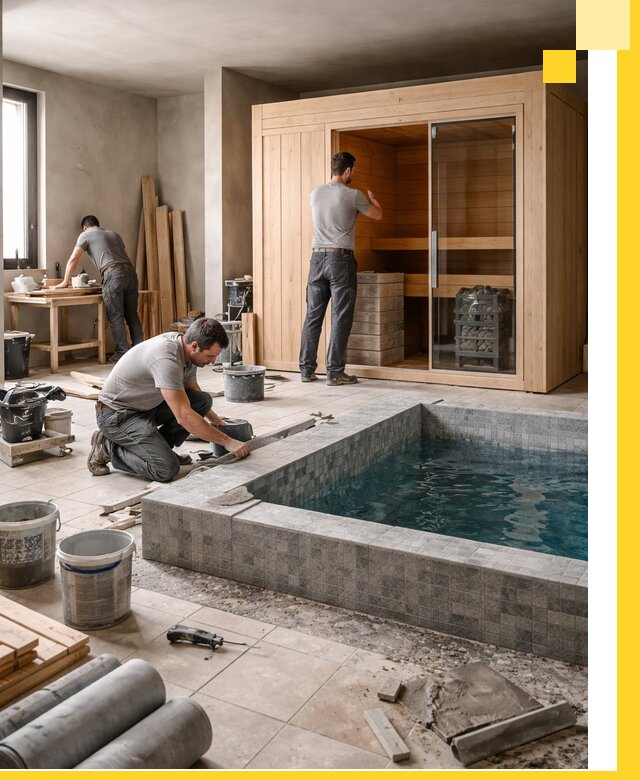 SPA зоны под ключ с бассейном сауной и печью в Сафонове